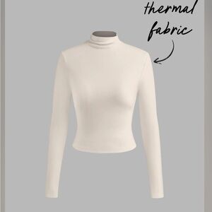 Cider THERMAL COTTON-BLEND STAND COLLAR SOLID LONG SLEEVE TEE M CC4-14